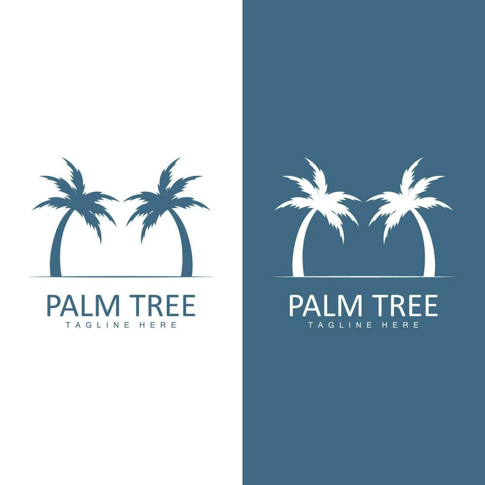 Coconut Tree Logo, Palm Tree Sunset Beach Vector, Elegant Minimalist Simple Design, Symbol Template Icon vector