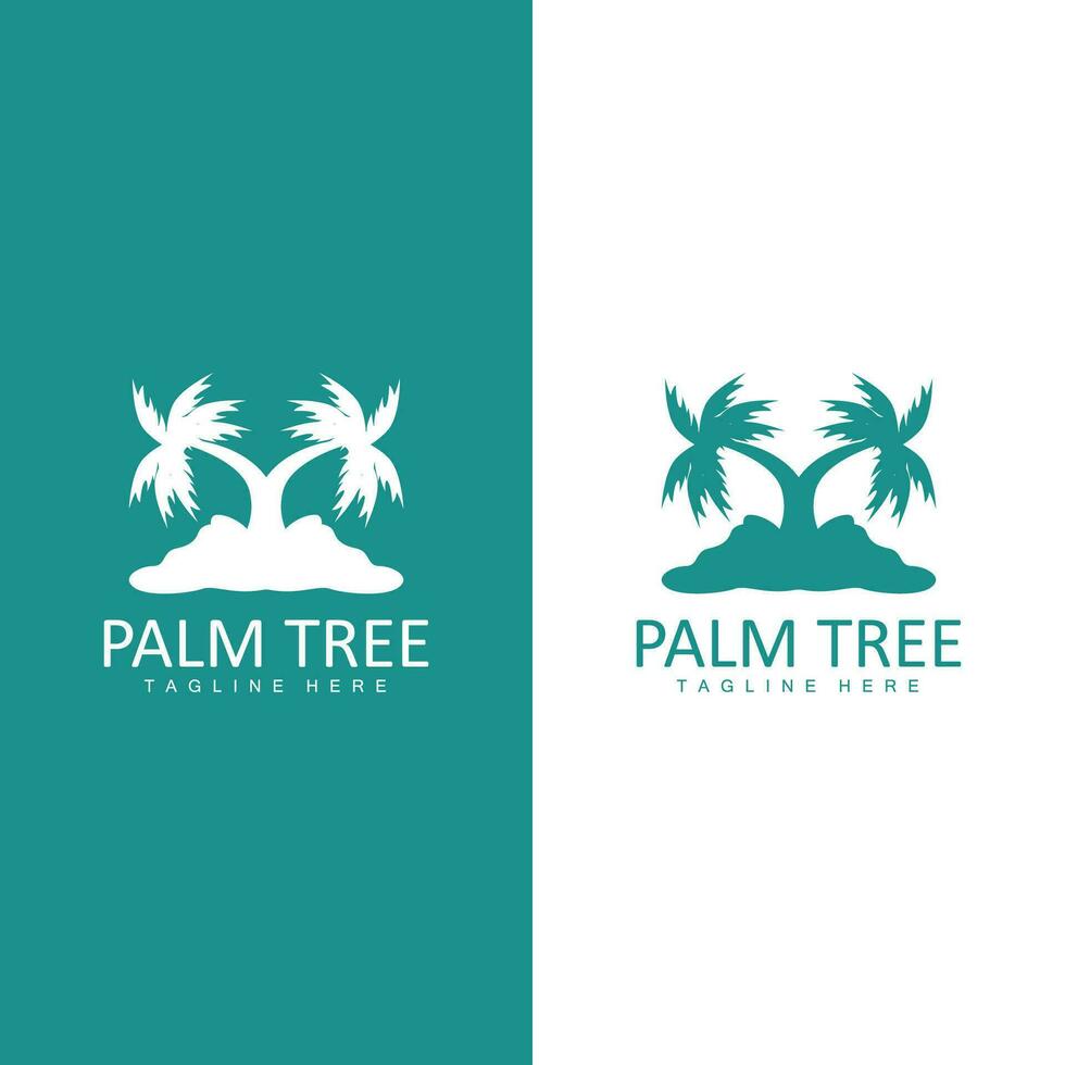 Coco árbol logo, palma árbol puesta de sol playa vector, elegante minimalista sencillo diseño, símbolo modelo icono vector