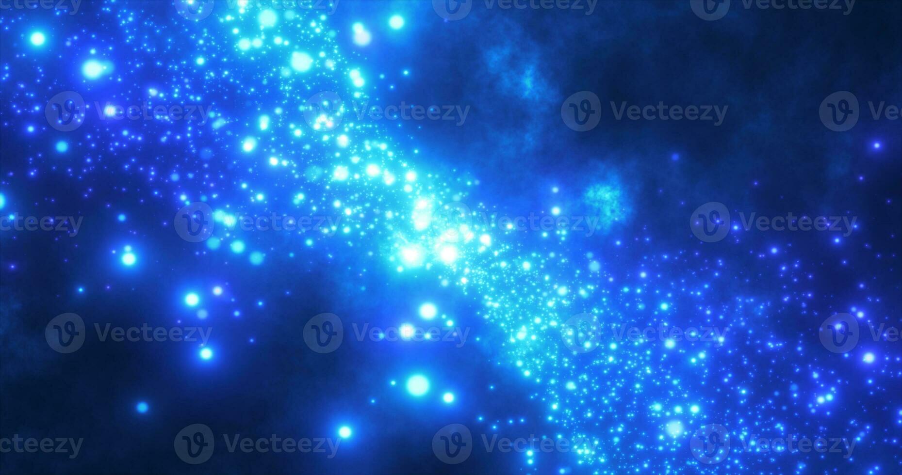 Abstract blue energy particles and waves magical bright glowing futuristic hi-tech with blur effect and bokeh background photo