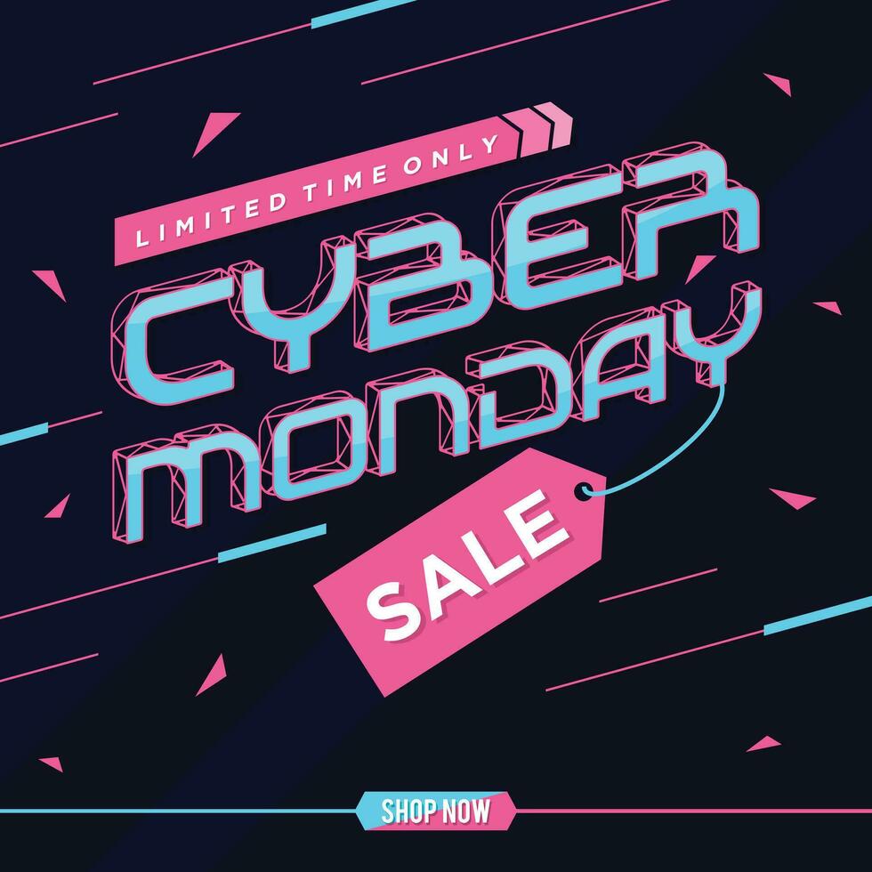 Cyber Monday limited time only promotion banner template vector