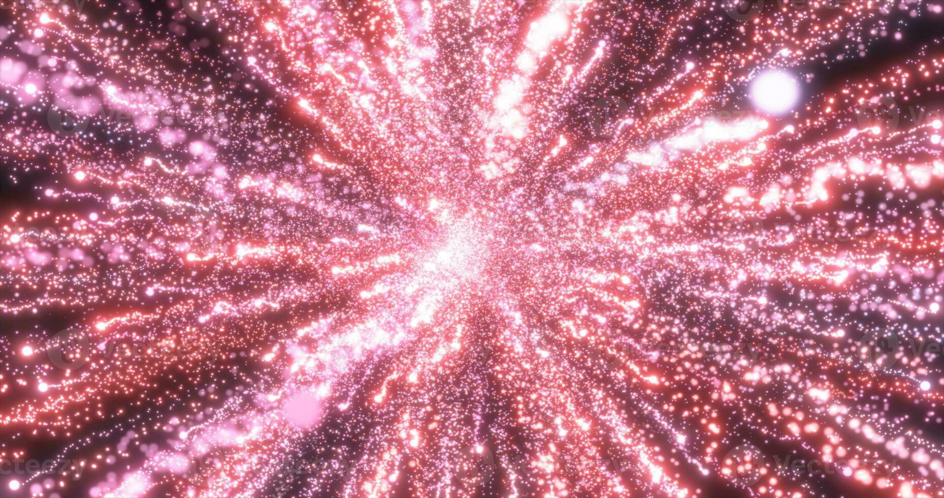 Abstract red energy fireworks particle salute magical bright glowing futuristic hi-tech with blur effect and bokeh background photo