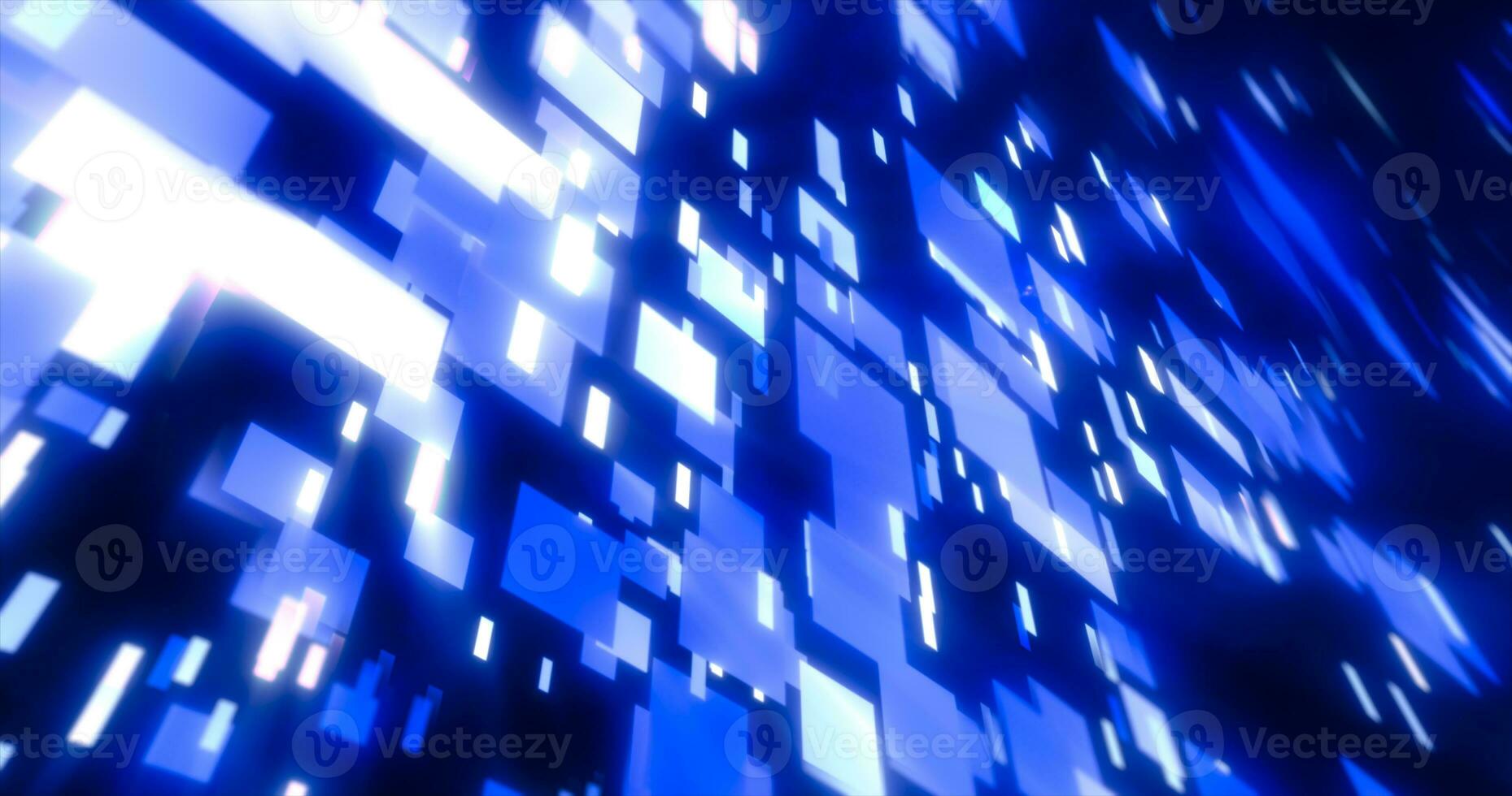 Blue energy squares and rectangles particles magic glowing hi-tech futuristic abstract background photo