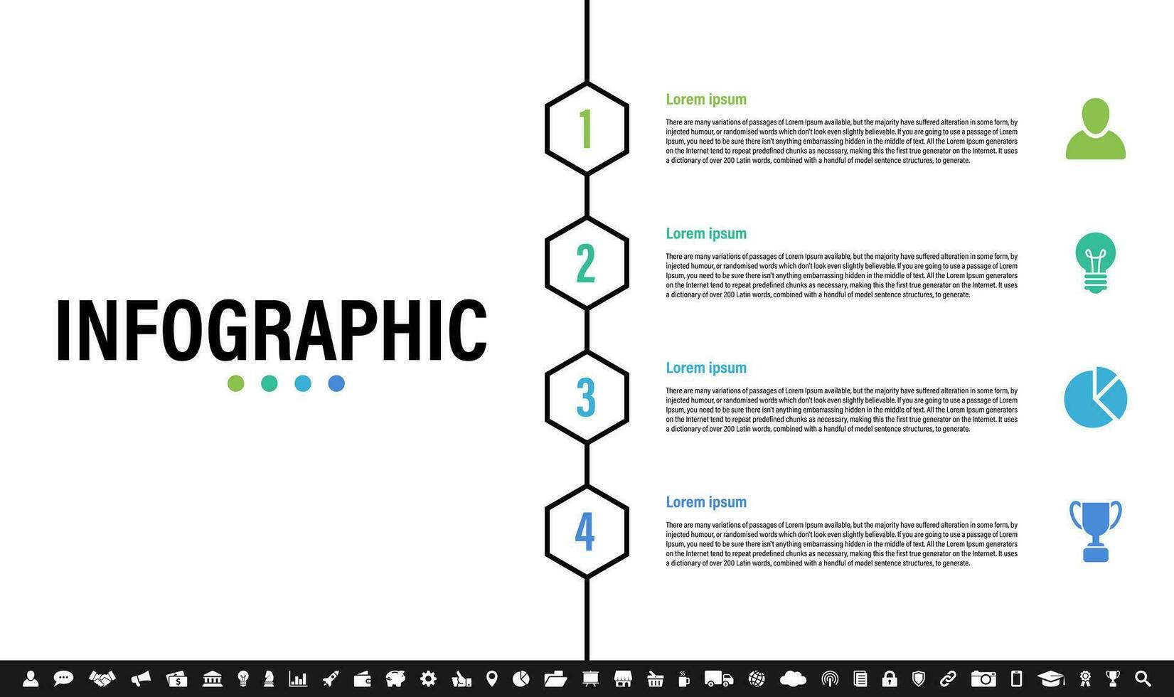 Infographic design business concept vector illustration with 4 steps or options or processes represent work flow or diagram or web button banner