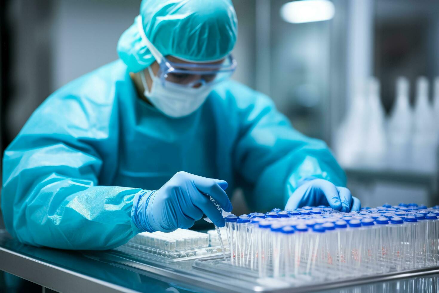 laboratorio técnico colocación torunda en estéril tubo aislado en un blanco antecedentes foto