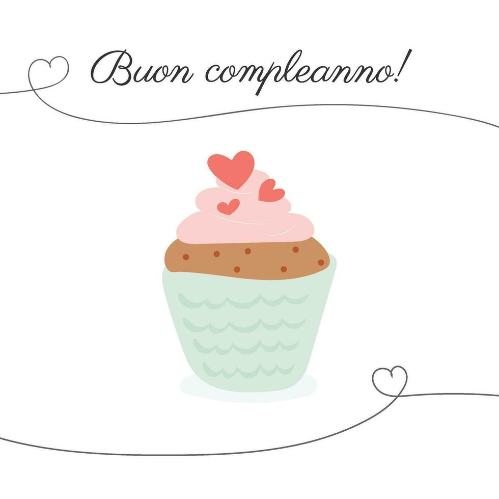 buon completo cumpleaños saludo tarjeta magdalena ilustración vector