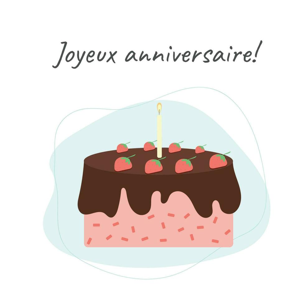 Joyeux anniversary birthday card cake illustration vector