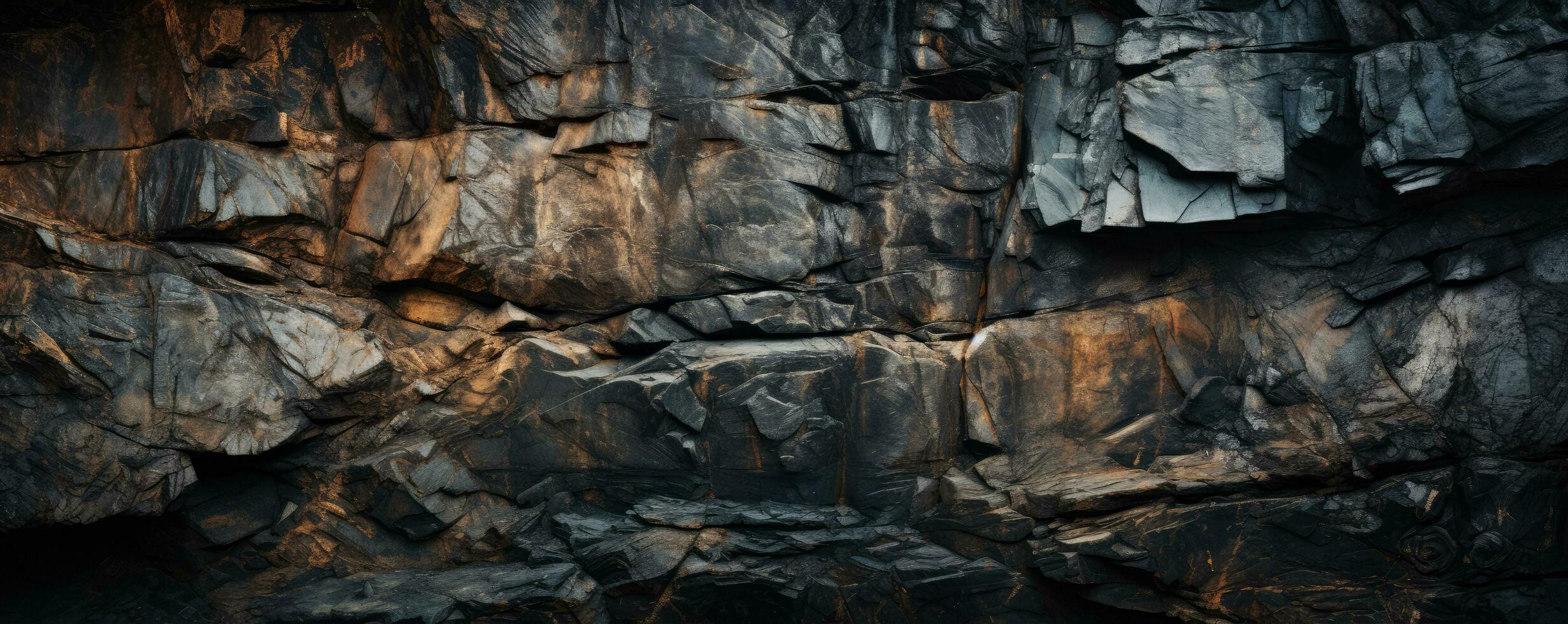 Rocky cave wall textures up close background with empty space for text photo