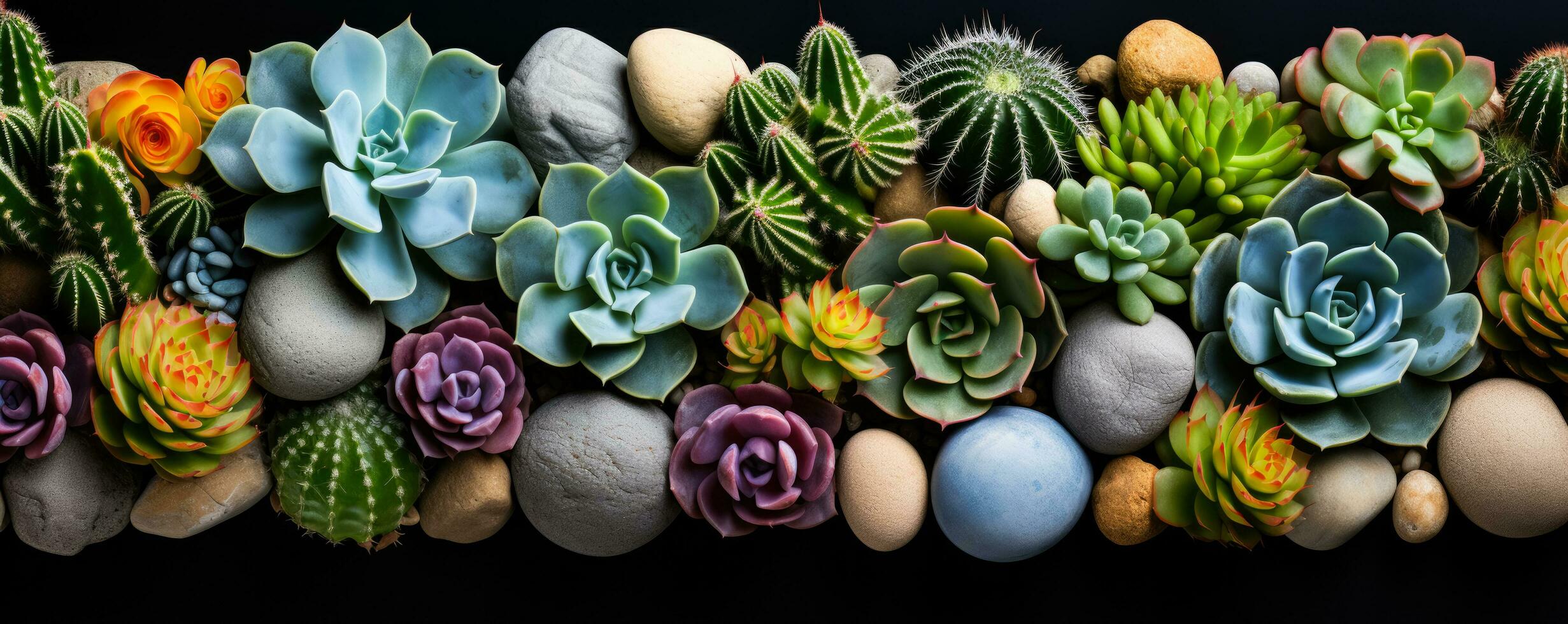 Desert cactus and succulent textures background with empty space for text photo