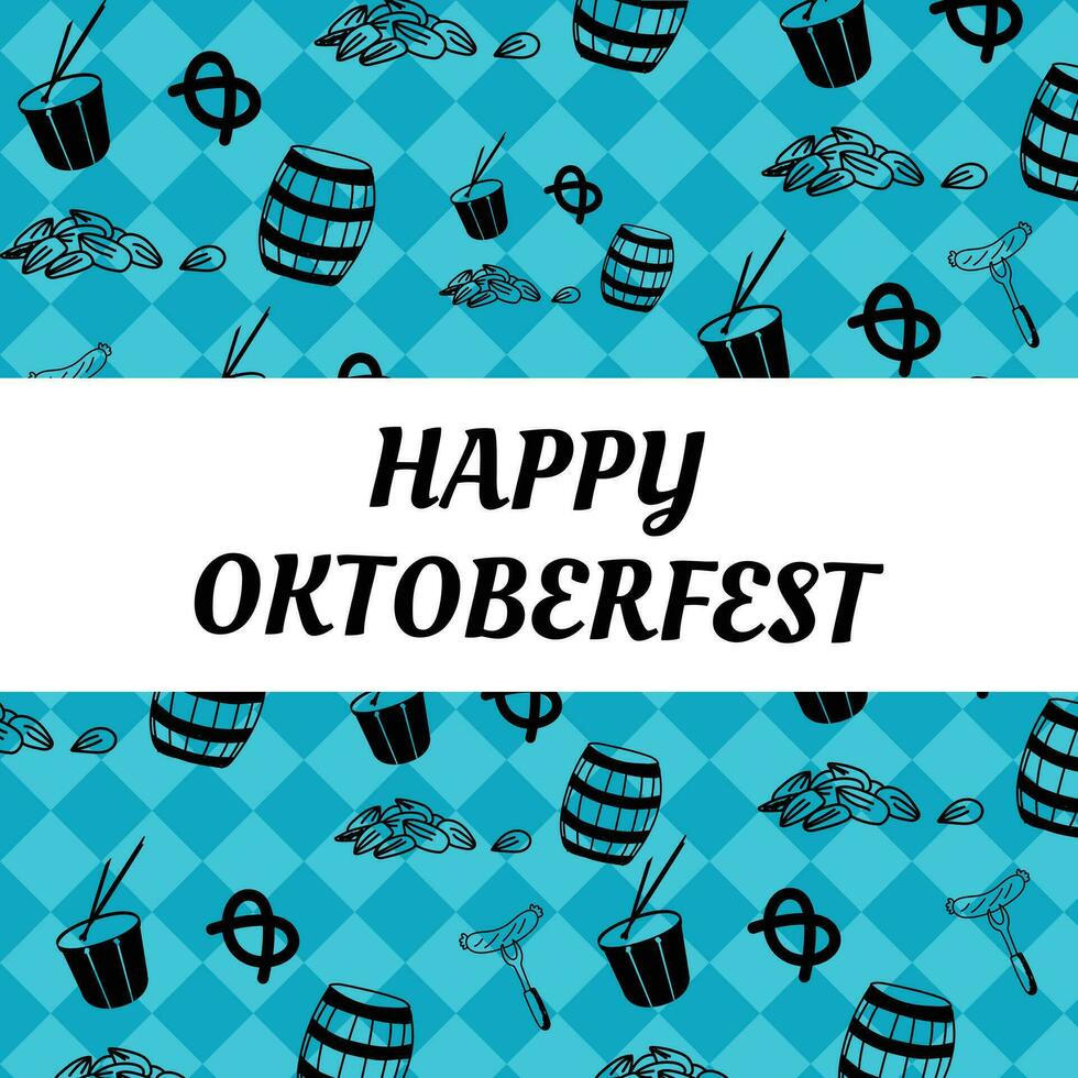 Background with Oktoberfest lettering, holiday garland buntings vector