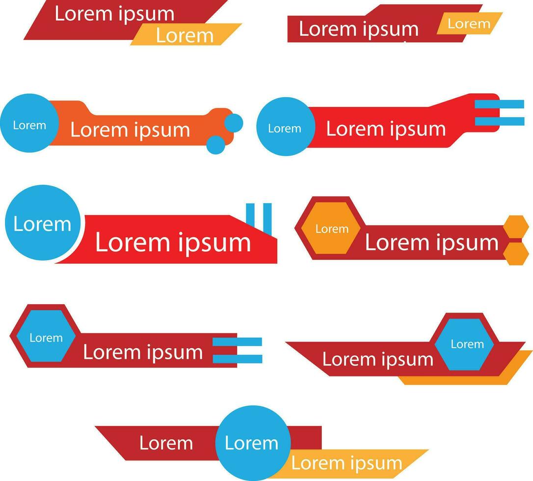 set of elements, lower third, TV banners, bars for news, streaming and broadcasting, sport channels. vector