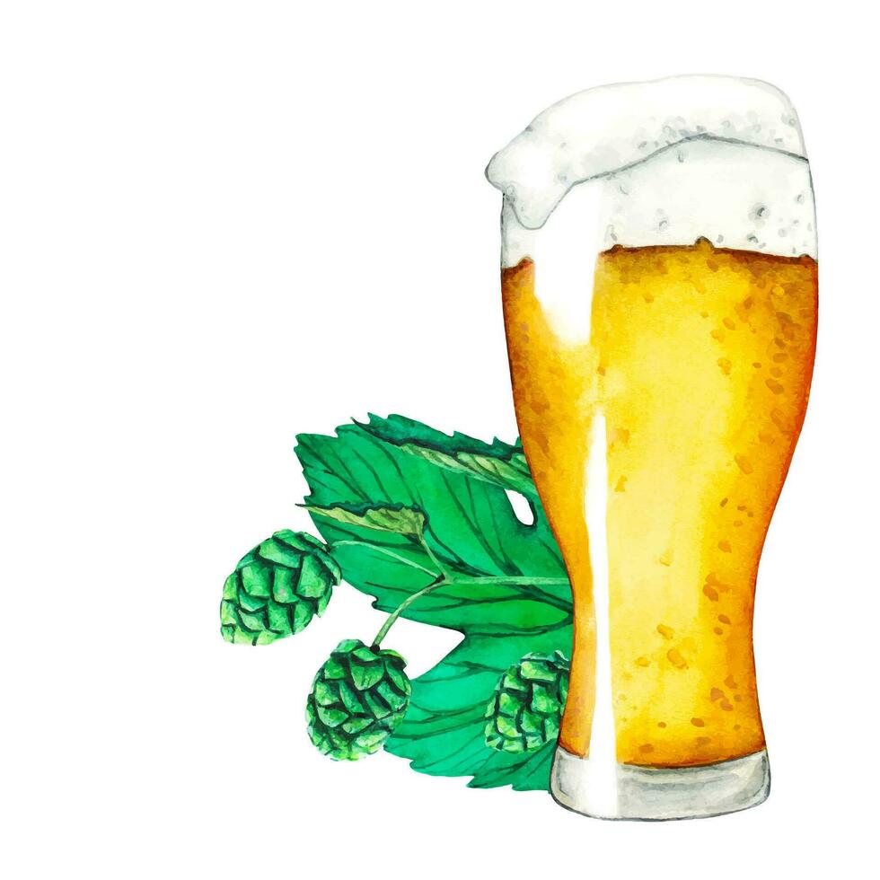 vector. Fresco verde brincar. vaso de cerveza. gráfico mano dibujado ilustración para festival de octubre acuarela bosquejo para ornamento o ninguna diseño vector