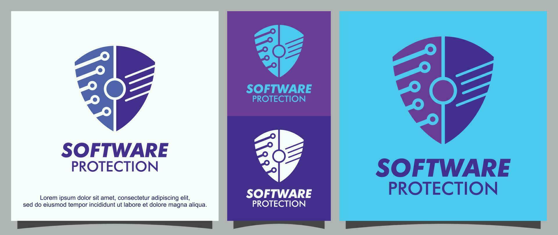 Software protection system logo template vector