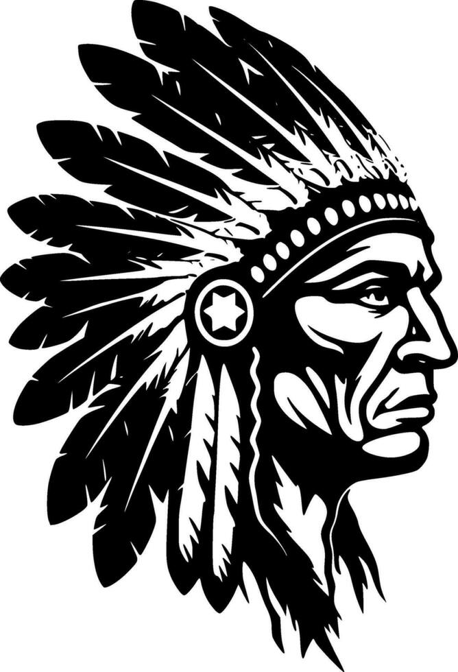 Indian Chief, Minimalist and Simple Silhouette - Vector illustration