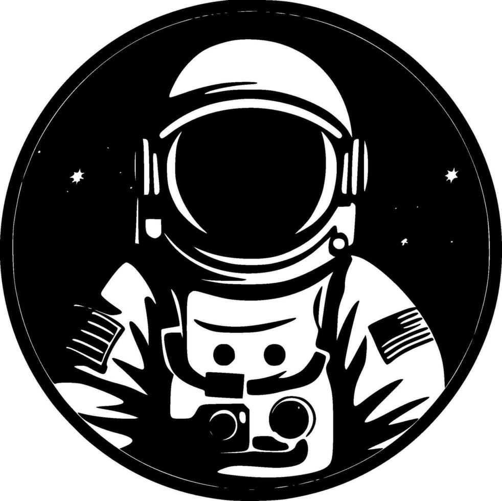 astronauta, negro y blanco vector ilustración