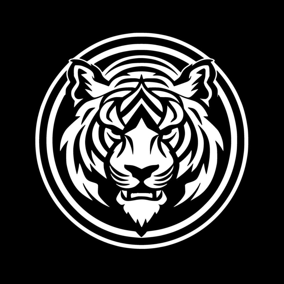 Tigre - negro y blanco aislado icono - vector ilustración