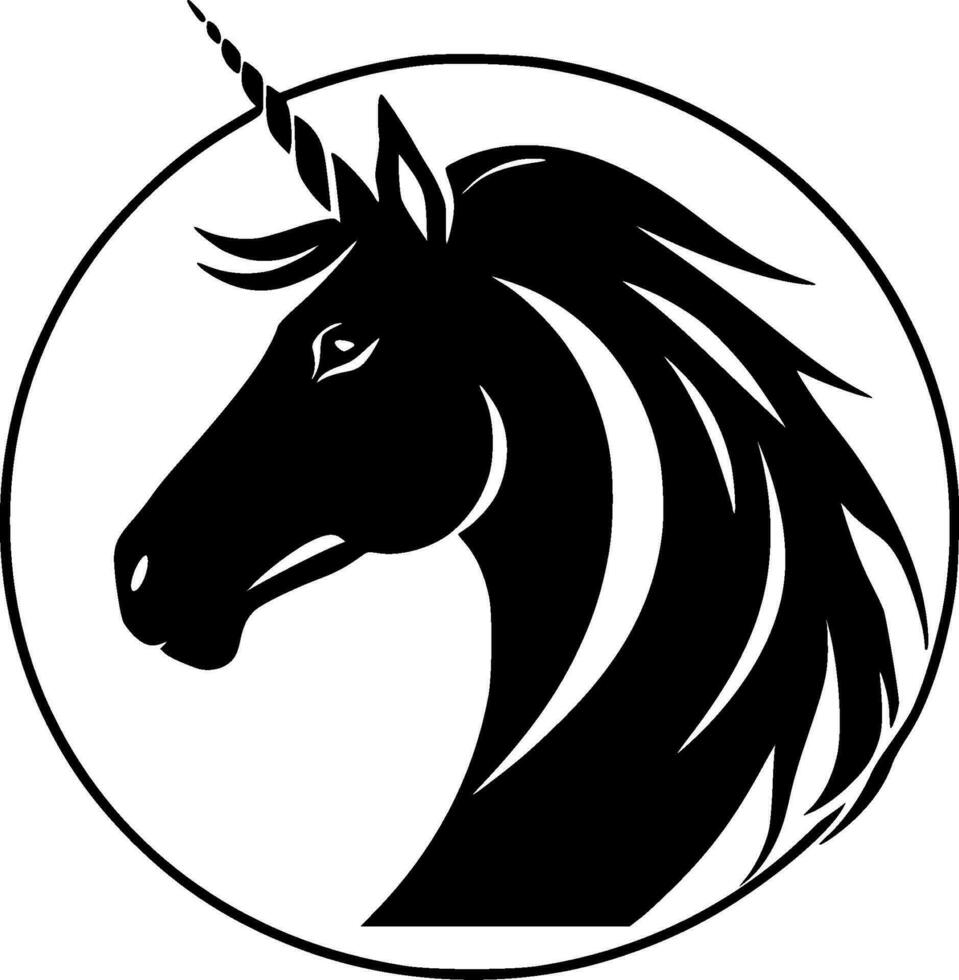 unicornio - negro y blanco aislado icono - vector ilustración