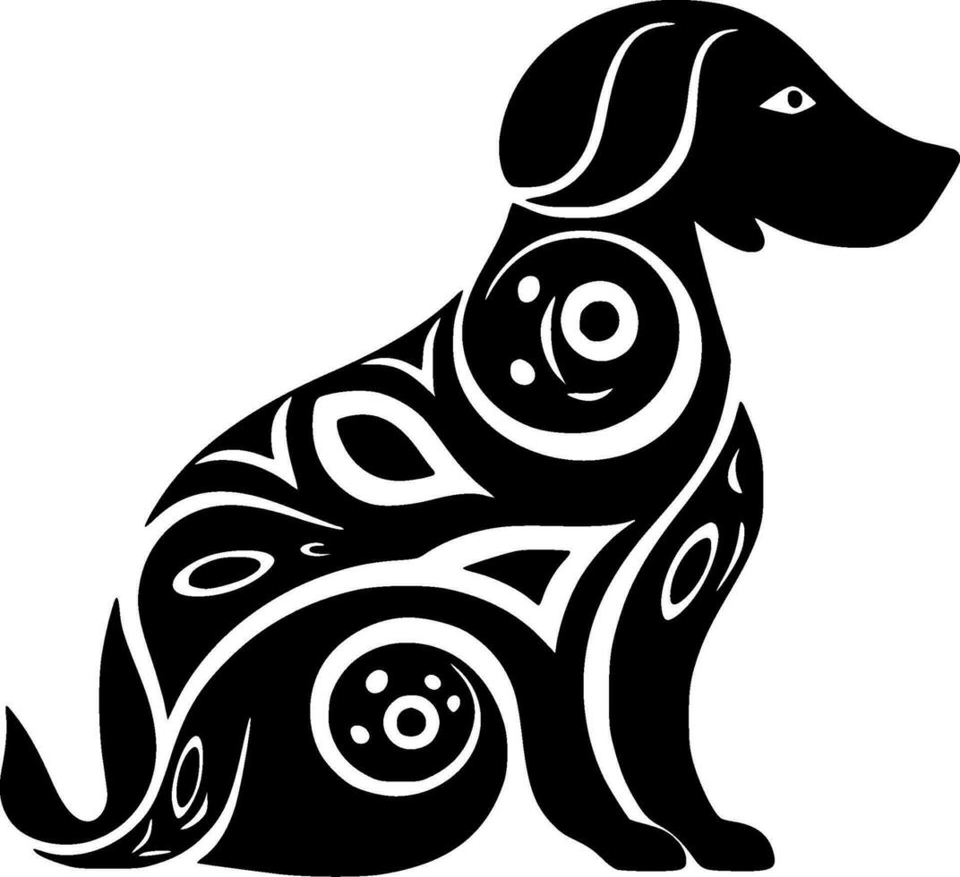 Dog, Black and White Vector illustration