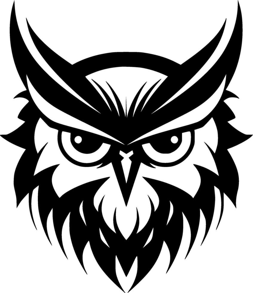Owl, Black and White Vector illustration