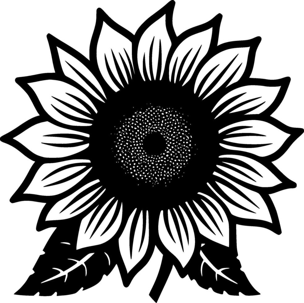 girasol, negro y blanco vector ilustración