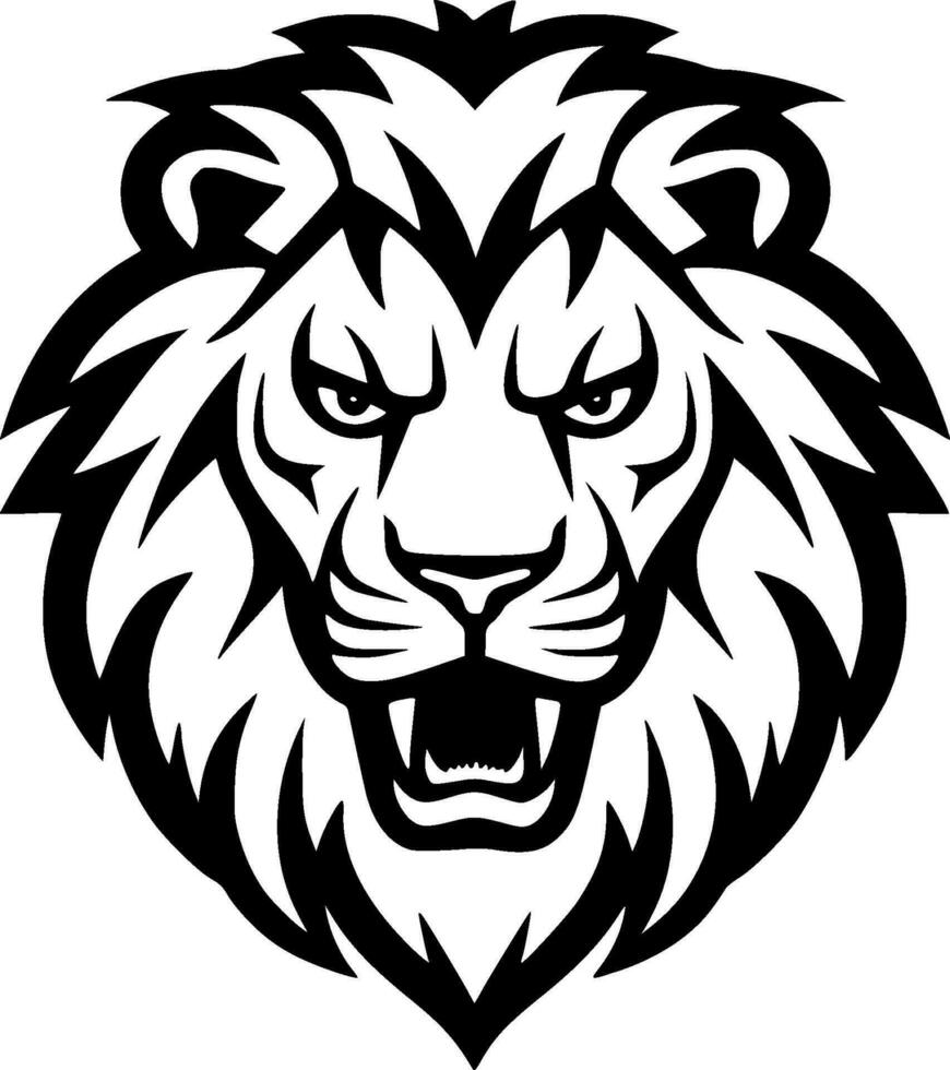 Lion, Black and White Vector illustration