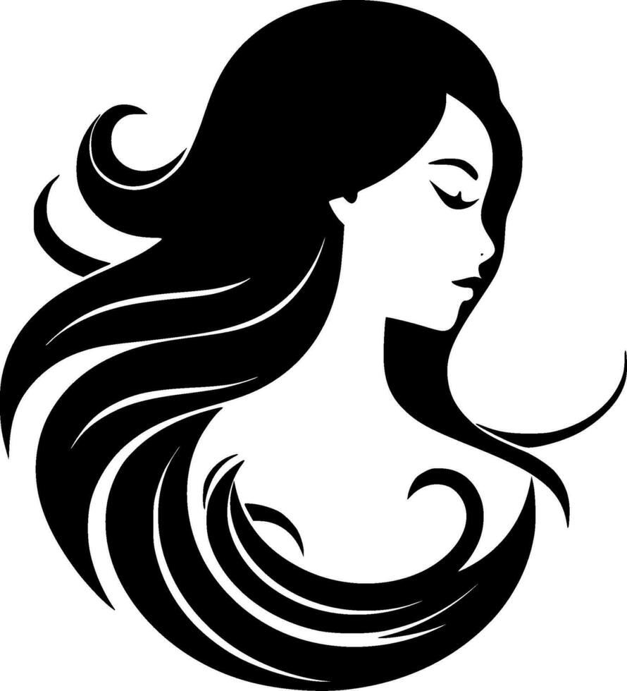 Mermaid - Black and White Isolated Icon - Vector illustration