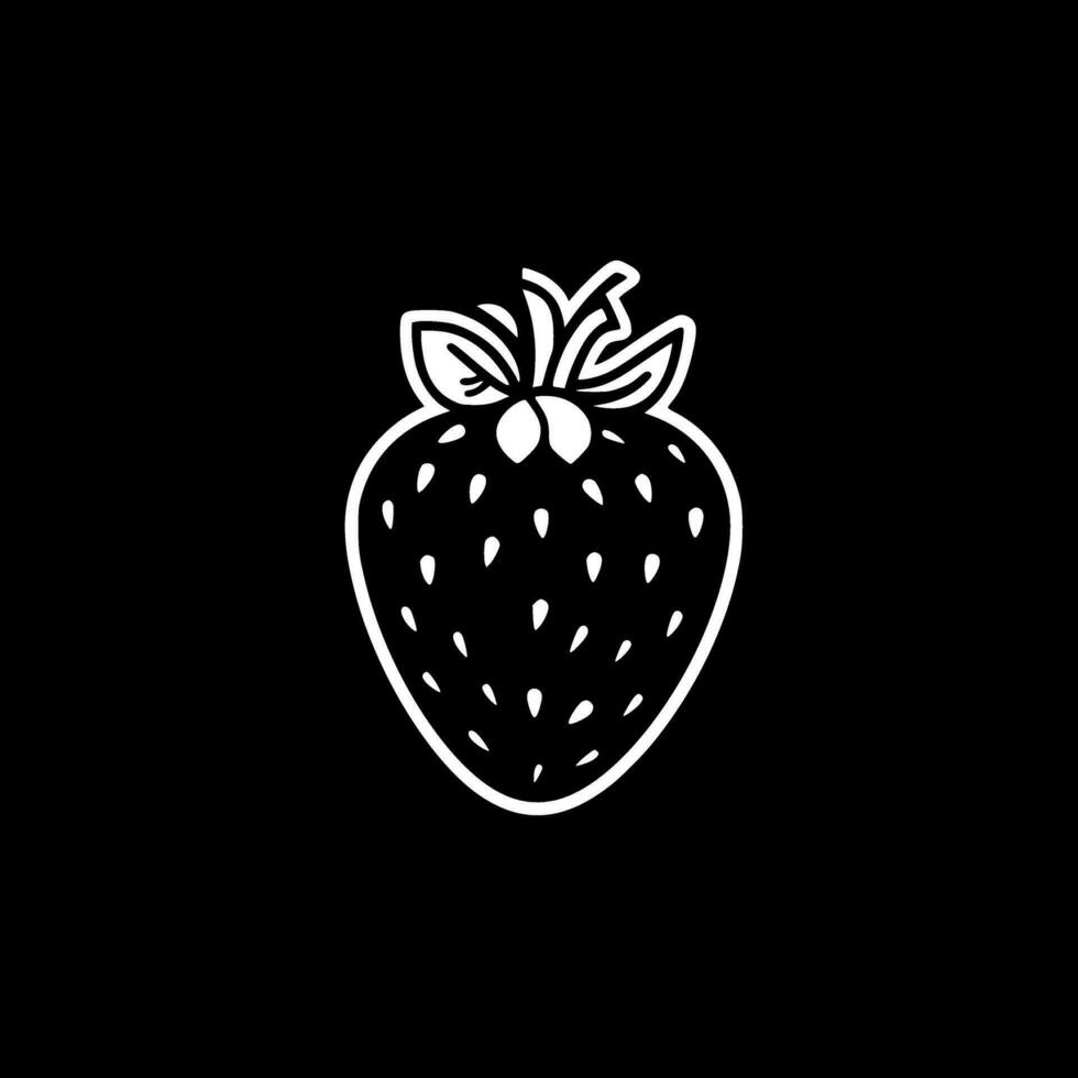 Strawberry, Black and White Vector illustration