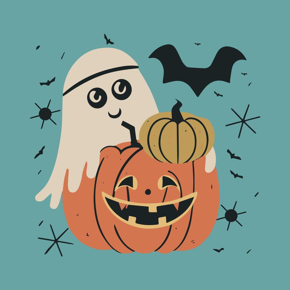 Happy halloween typography poster and element design vector