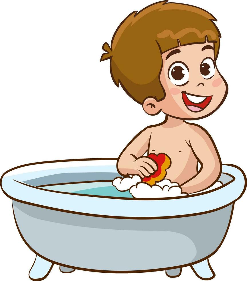 Vector illustration of cute little children taking a shower 29191625 ...