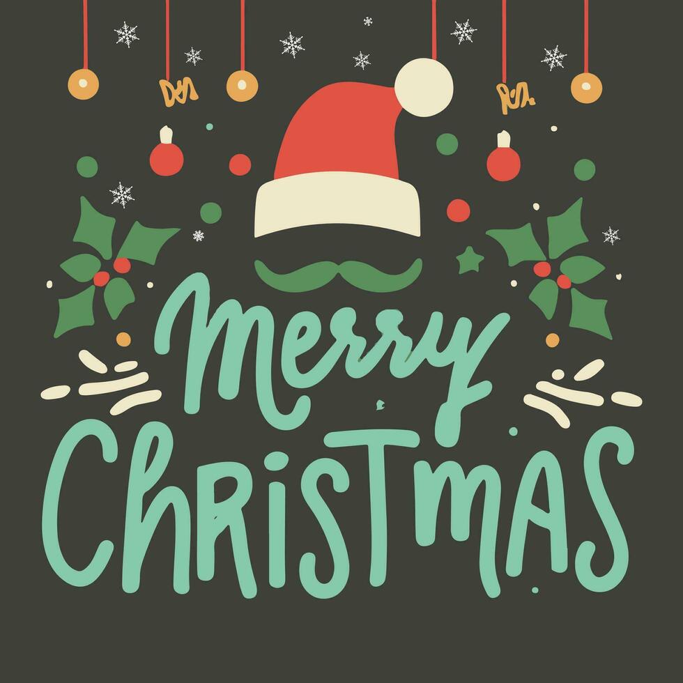 Merry Christmas font poster design vector
