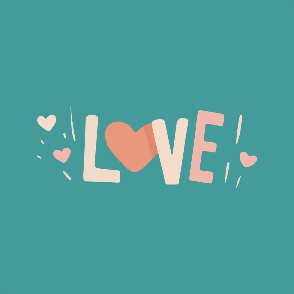 English word love font design vector