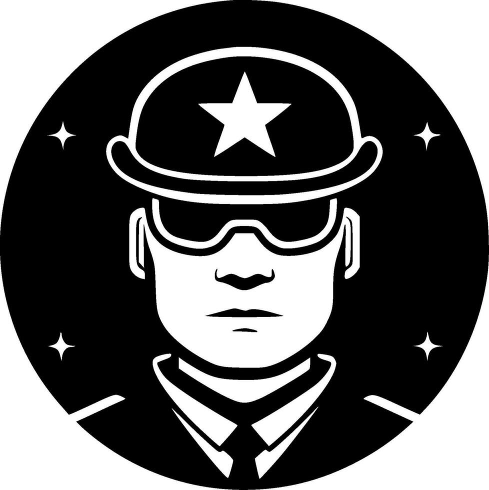 Military - Black and White Isolated Icon - Vector illustration