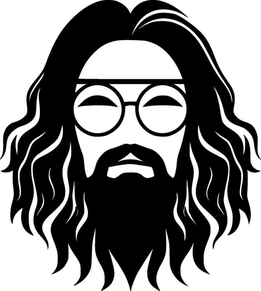 Hippy, Black and White Vector illustration