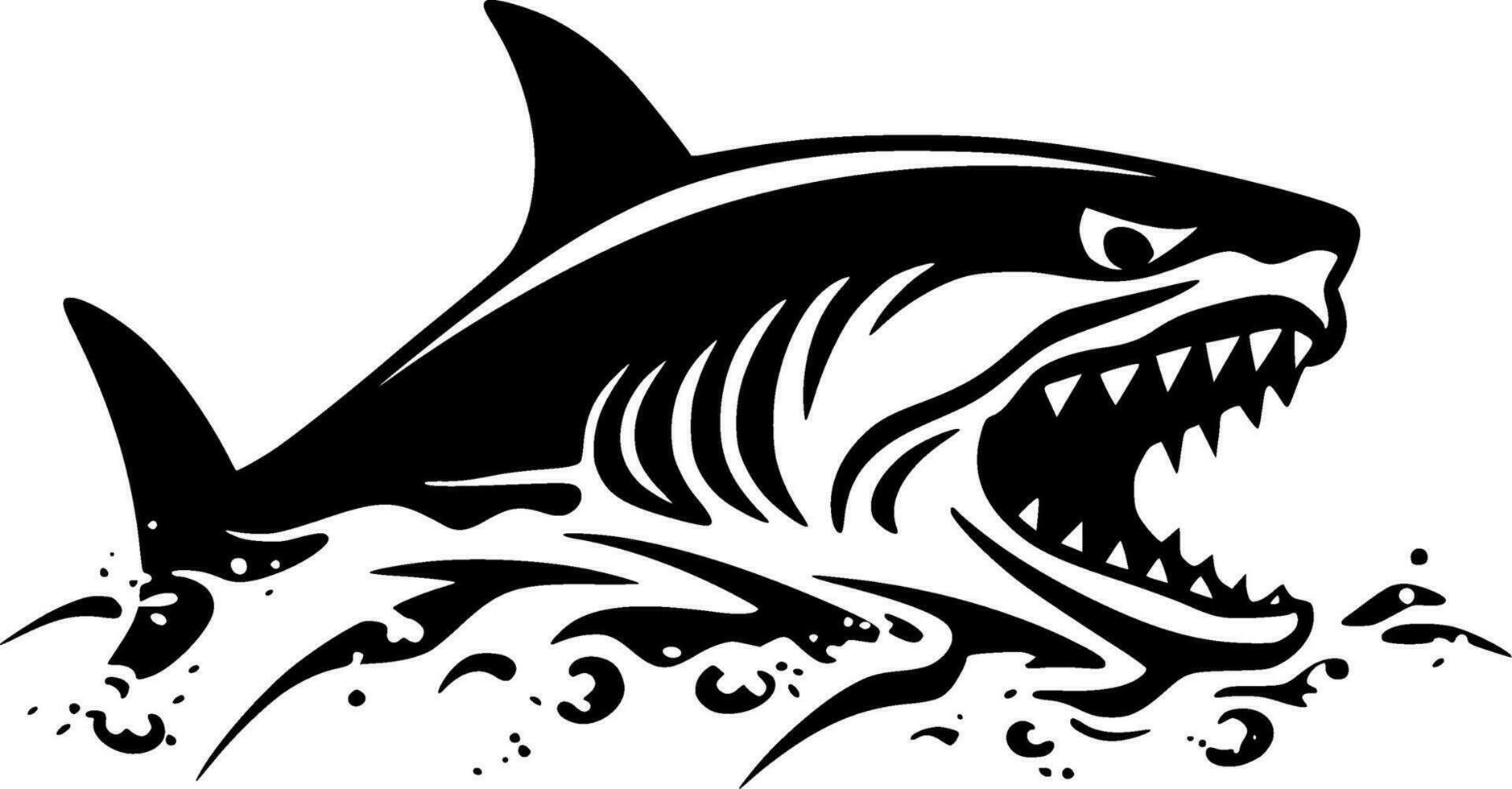 Shark, Black and White Vector illustration