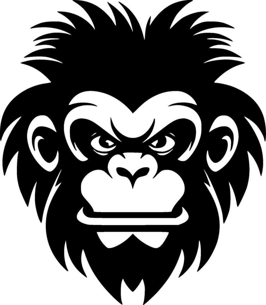 Monkey - Black and White Isolated Icon - Vector illustration
