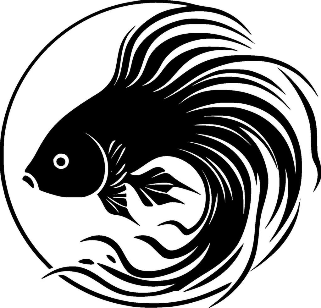 Fish, Black and White Vector illustration
