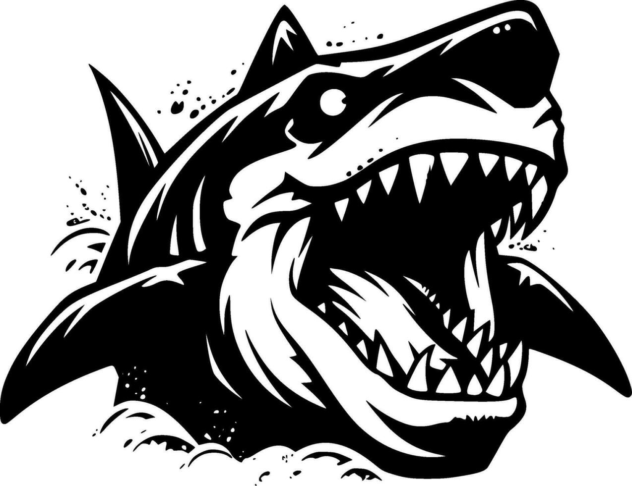 Shark, Black and White Vector illustration