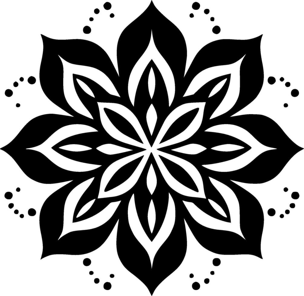 Mandala - Black and White Isolated Icon - Vector illustration