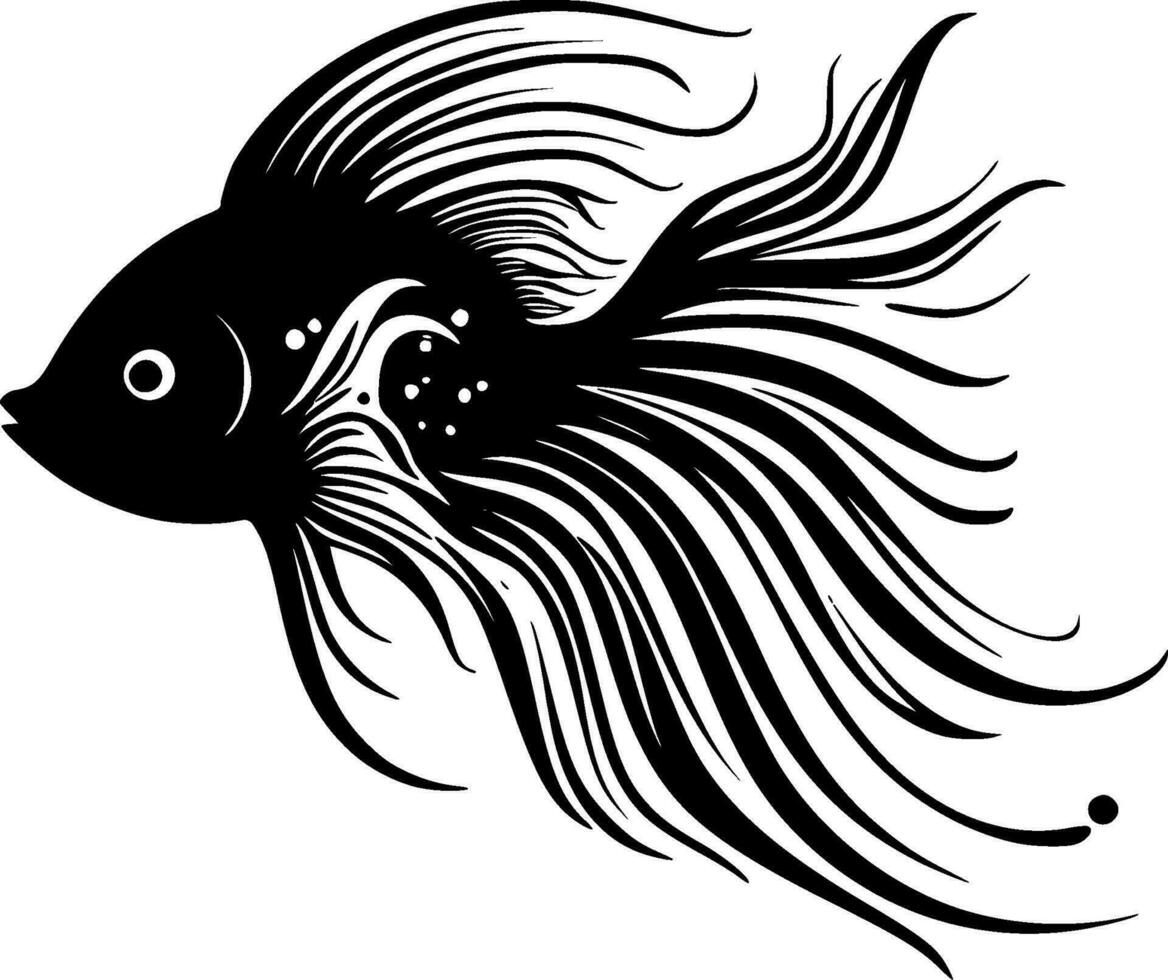 pescado - negro y blanco aislado icono - vector ilustración