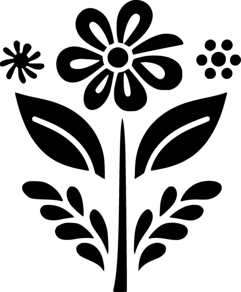 Flower, Black and White Vector illustration