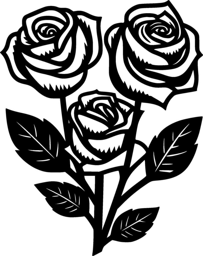 Roses, Minimalist and Simple Silhouette - Vector illustration