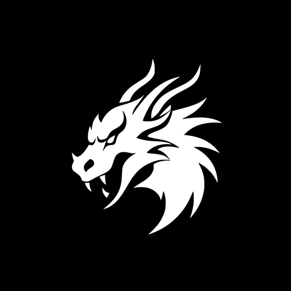Dragon, Black and White Vector illustration