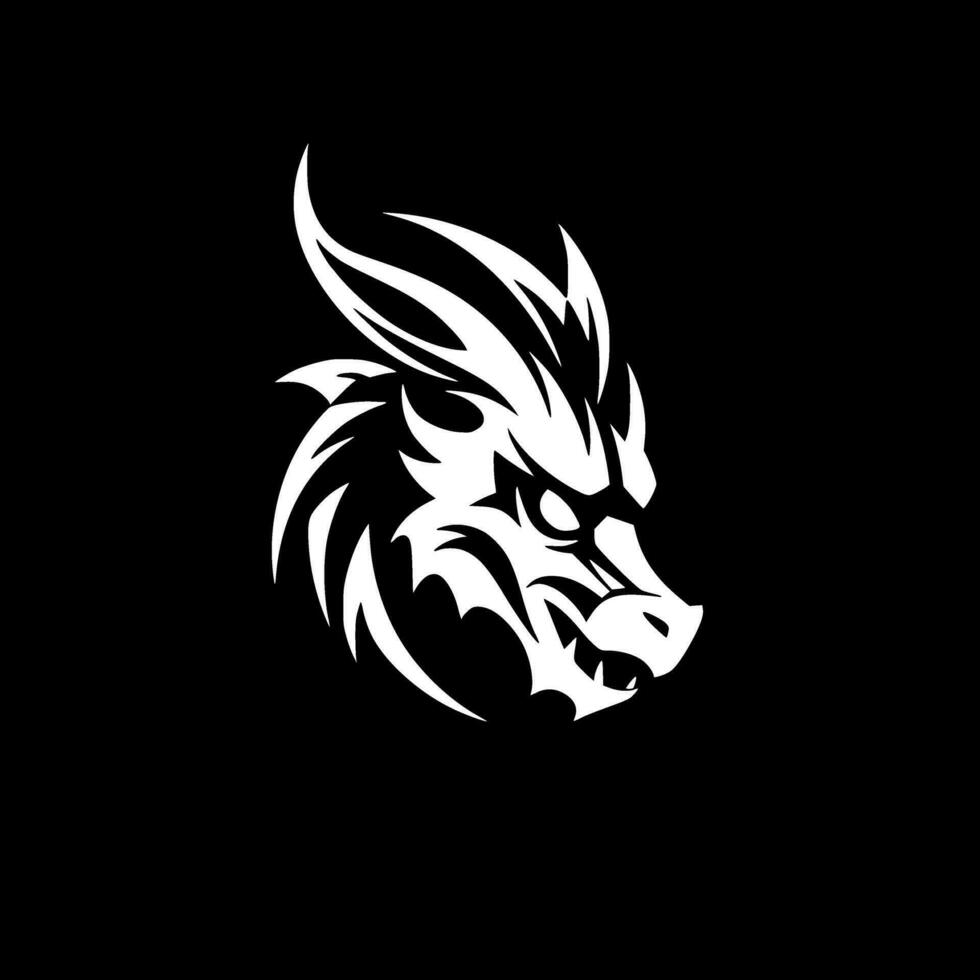 Dragon, Black and White Vector illustration