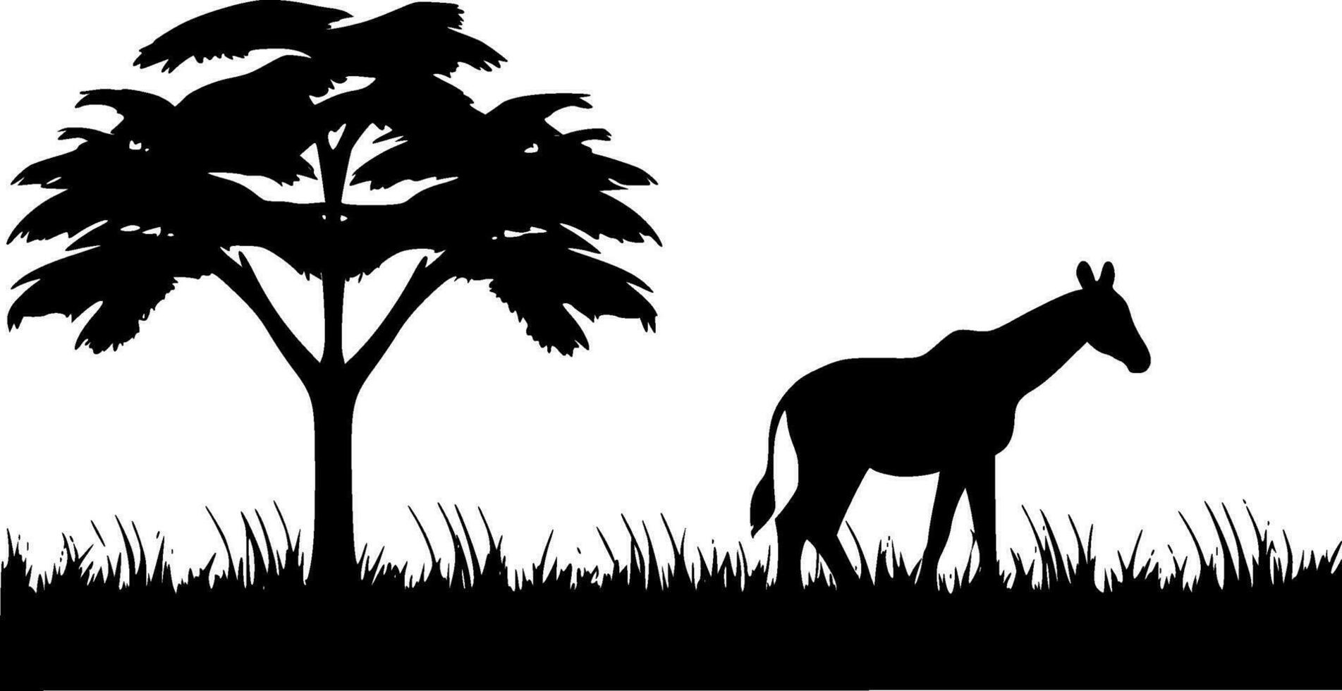 Africa, Black and White Vector illustration