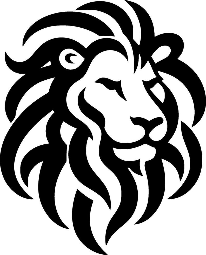 Lion, Black and White Vector illustration