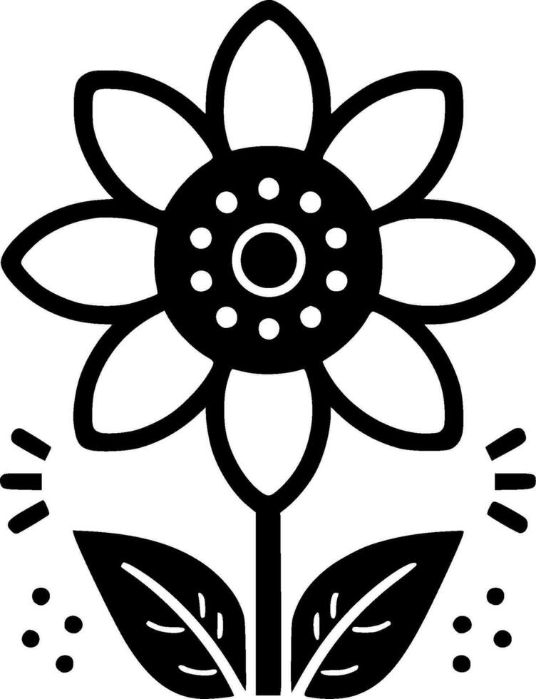 Flower - Black and White Isolated Icon - Vector illustration