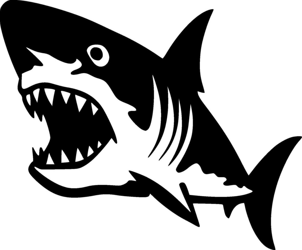 Shark, Black and White Vector illustration