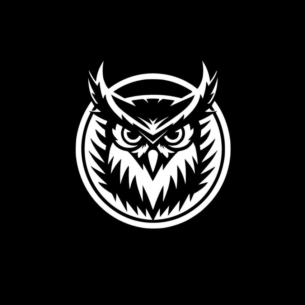 Owl, Black and White Vector illustration