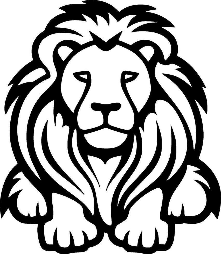 Lion, Black and White Vector illustration