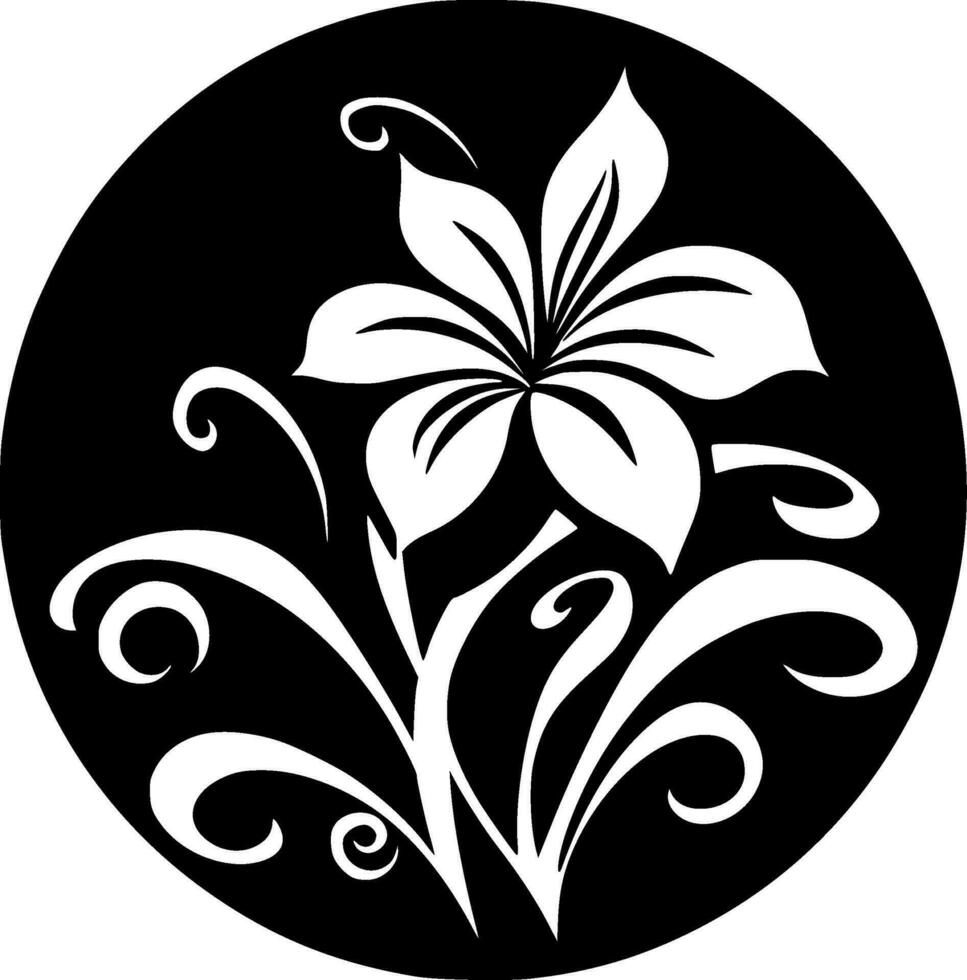 Flower, Black and White Vector illustration