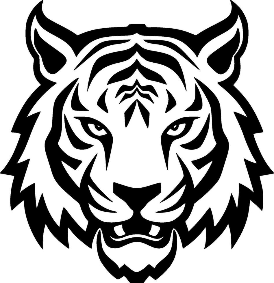 Tiger, Black and White Vector illustration